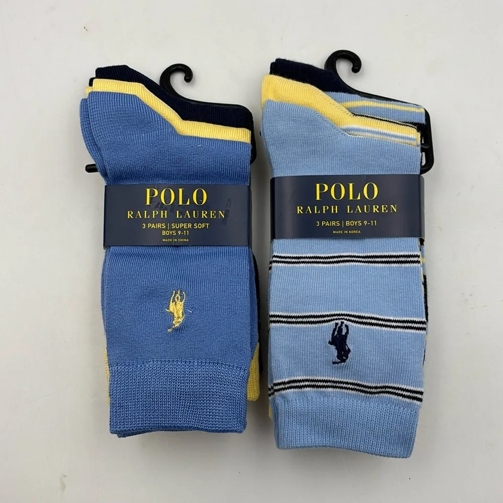 Polo Ralph Lauren Boys Supersoft and Striped Dress Socks  6 Pack